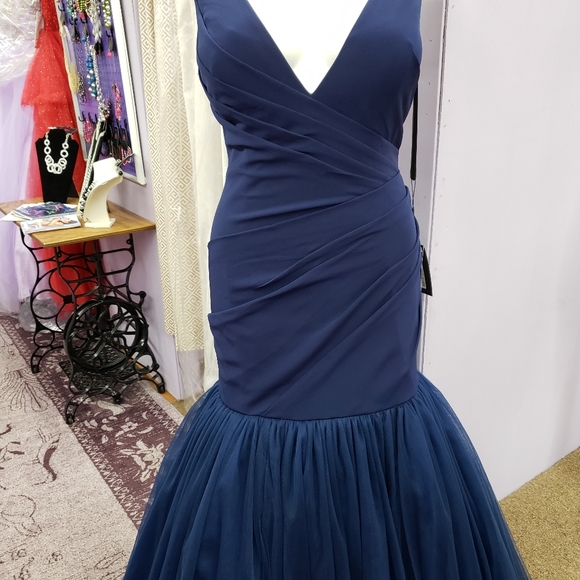 Terani Navy Mermaid tulle Dress - Picture 3 of 5